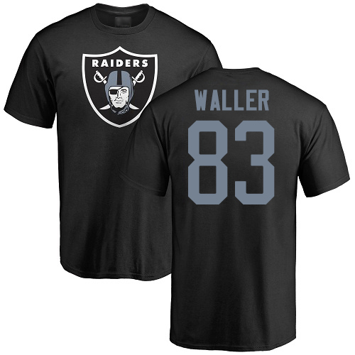 Men Oakland Raiders Black Darren Waller Name and Number Logo NFL Football #83 T Shirt